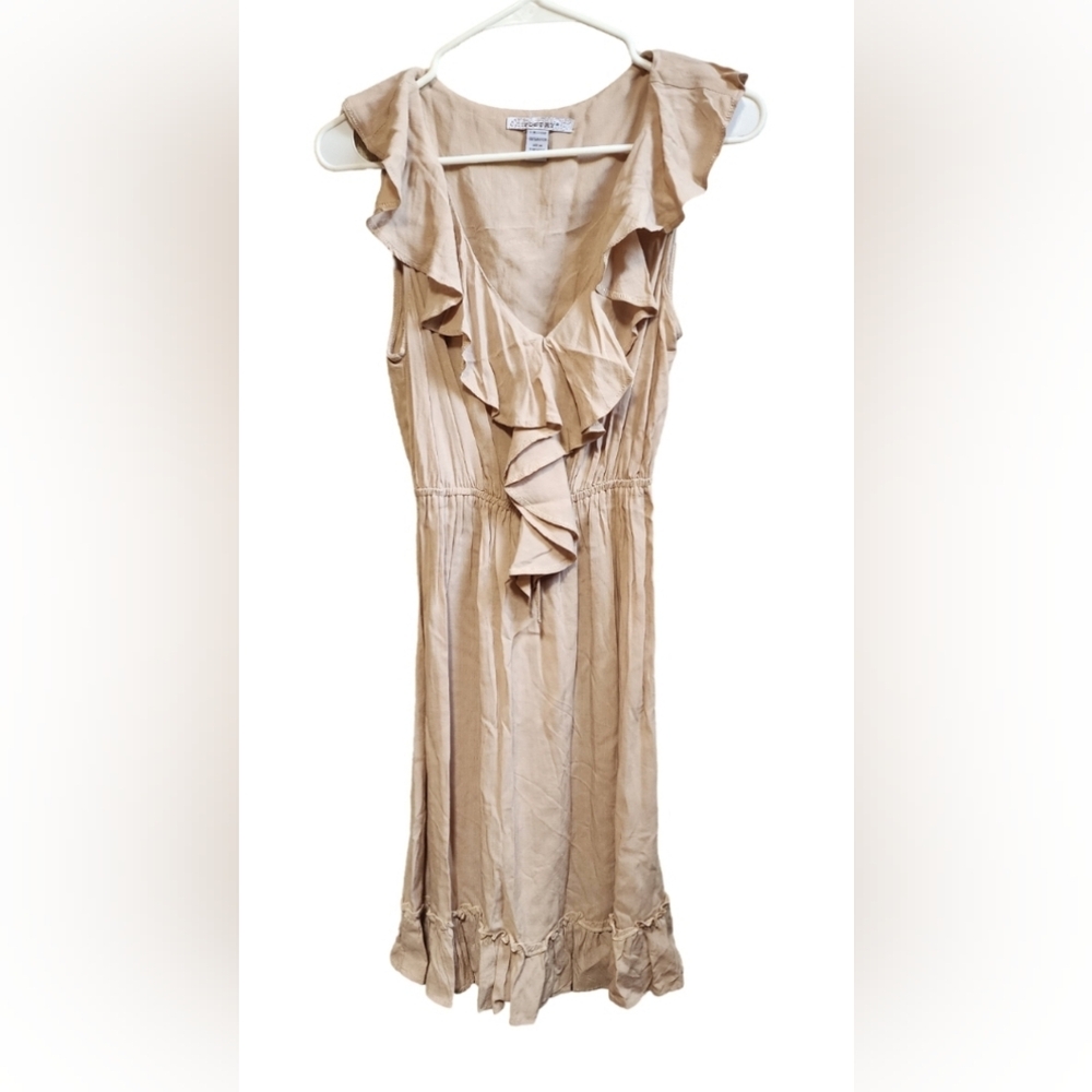 Poetry tan ruffled dress, size medium
